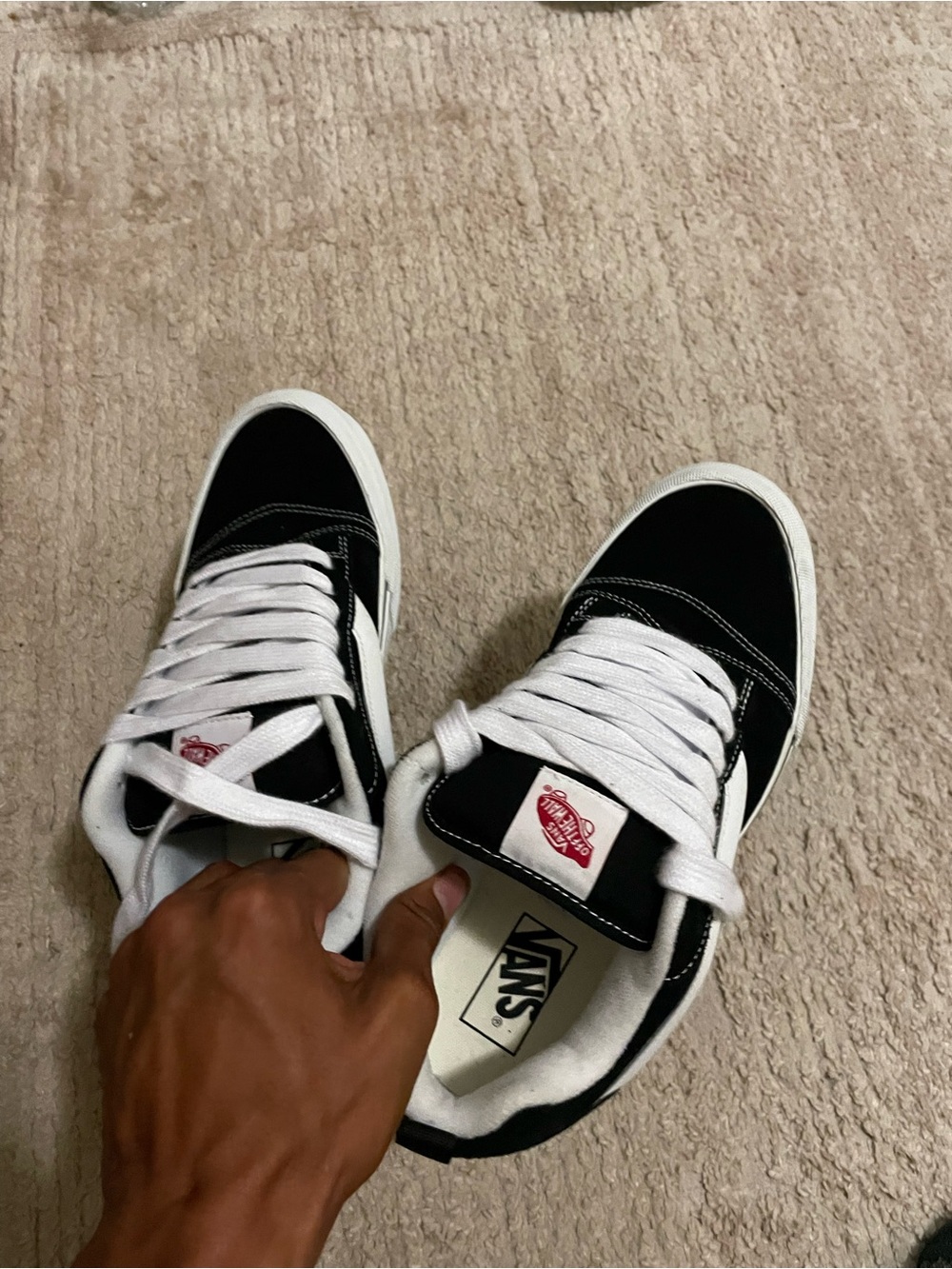 Vans Black and White Low-Top Skate Sneakers